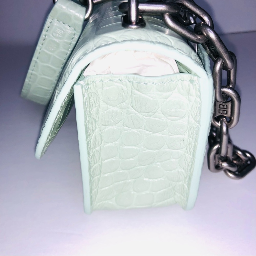 BALENCIAGA CALFSKIN CROCODILE EMBOSSED GOSSIP XS CHAIN BAG - Picture 7 of 15